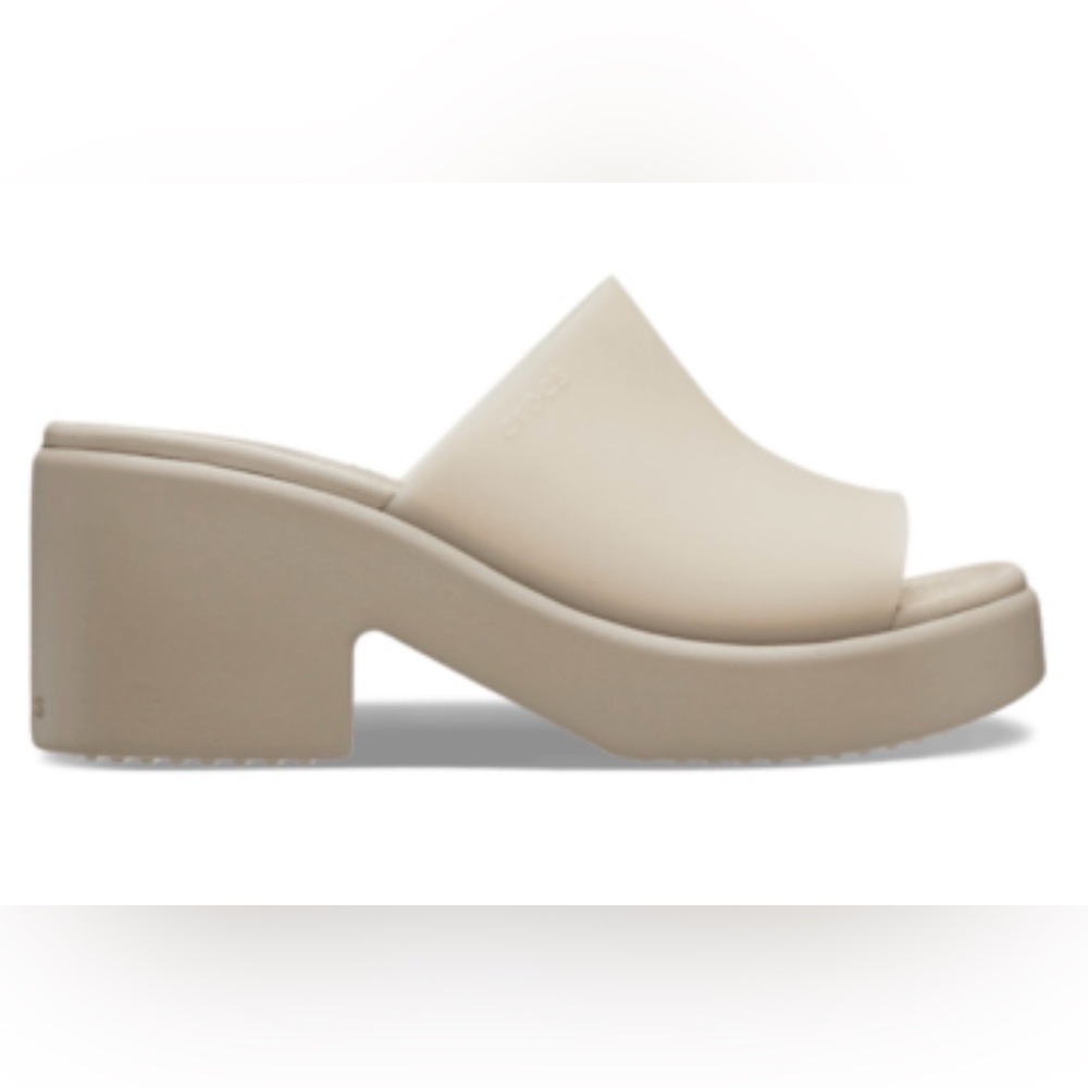 NEW CROCS Brooklyn Frosted Slide Heels Sandals 210981 Taupe-Size 10-Read